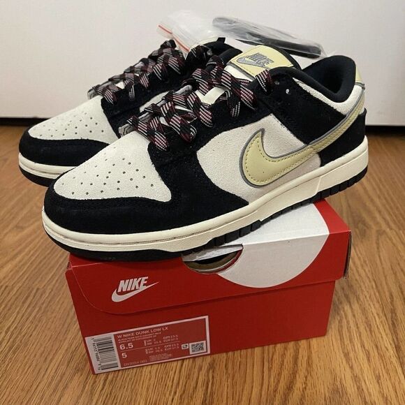 NEW! Nike Dunk Low LX Black Suede Team Gold Wmns size 6.5 men size 5 DV3054-001 - Picture 1 of 10
